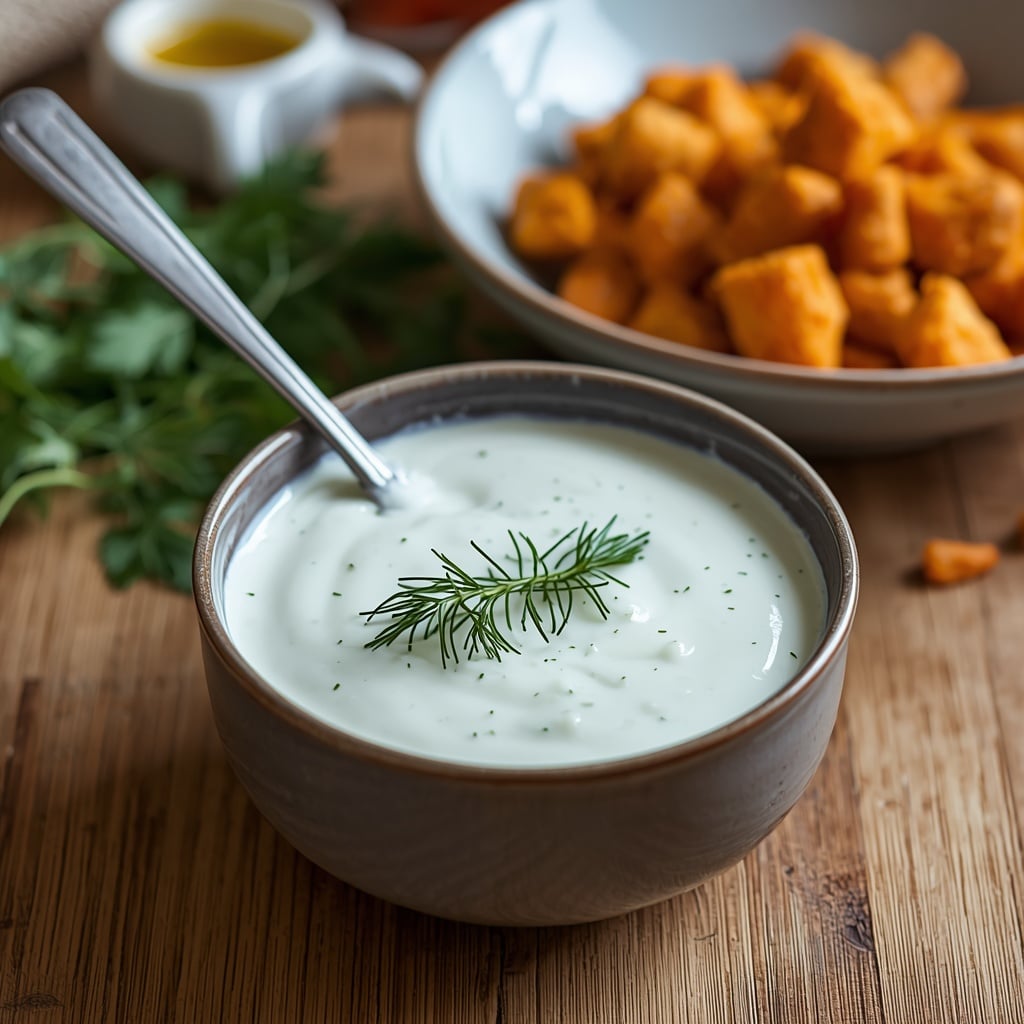 albstark Dip – cremiger Joghurt-Kräuter-Dip in einer Schale